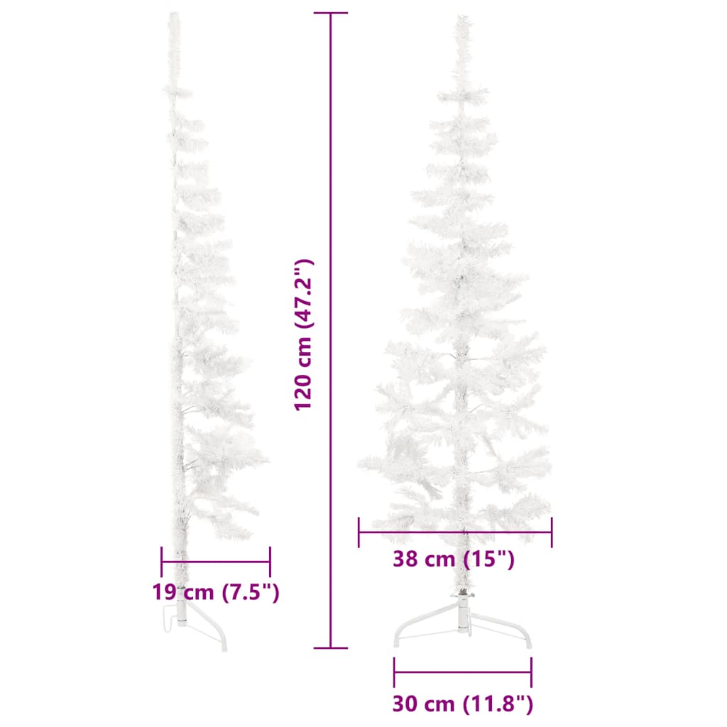 Albero Natale Artificiale Sottile a Metà Supporto Bianco 120 cm