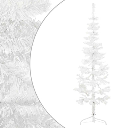 Albero Natale Artificiale Sottile a Metà Supporto Bianco 150 cm