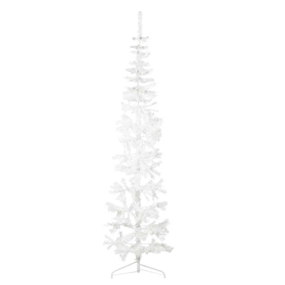 Albero Natale Artificiale Sottile a Metà Supporto Bianco 210 cm