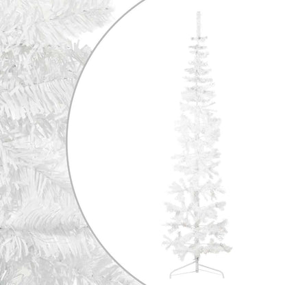 Albero Natale Artificiale Sottile a Metà Supporto Bianco 210 cm