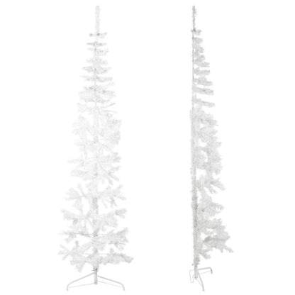 Albero Natale Artificiale Sottile a Metà Supporto Bianco 210 cm