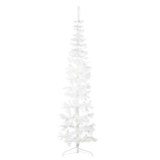 Albero Natale Artificiale Sottile a Metà Supporto Bianco 240 cm