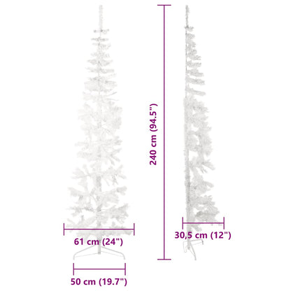 Albero Natale Artificiale Sottile a Metà Supporto Bianco 240 cm