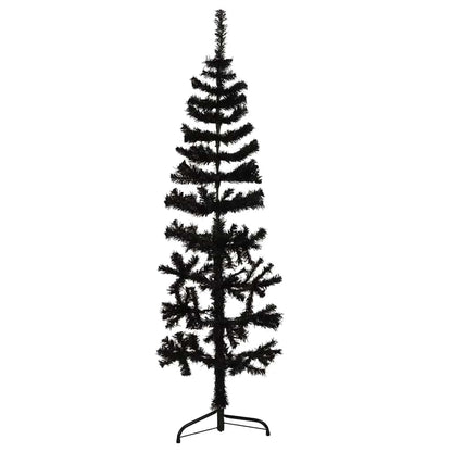 Albero Natale Artificiale Sottile a Metà e Supporto Nero 120 cm