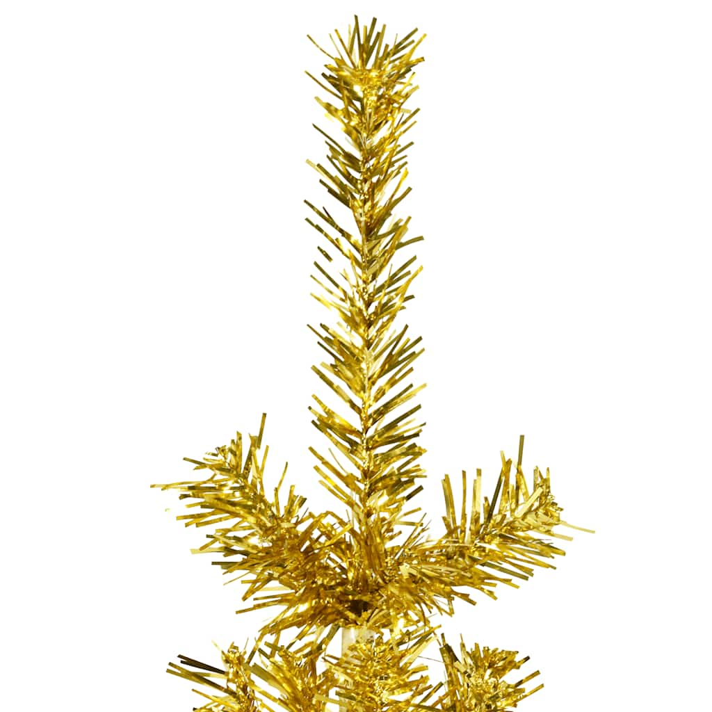 Albero Natale Artificiale Sottile a Metà con Supporto Oro 120cm