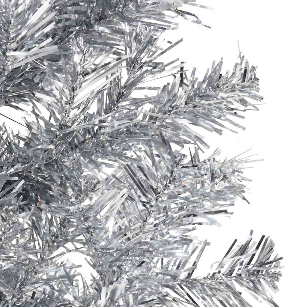 Albero Natale Artificiale Sottile a Metà Supporto Argento 120cm