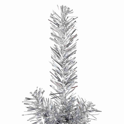 Albero Natale Artificiale Sottile a Metà Supporto Argento 150cm