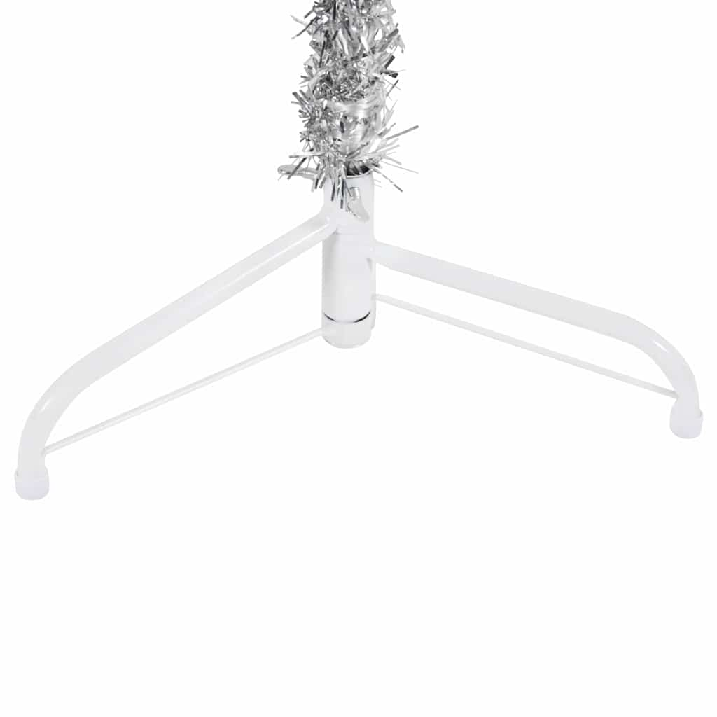 Albero Natale Artificiale Sottile a Metà Supporto Argento 150cm