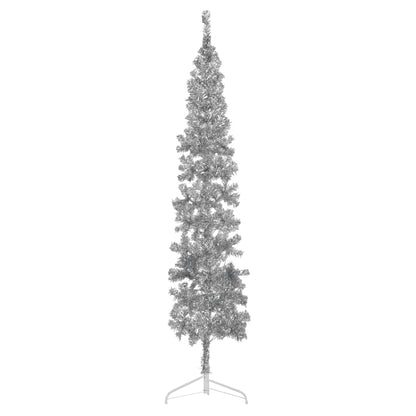 Albero Natale Artificiale Sottile a Metà Supporto Argento 240cm