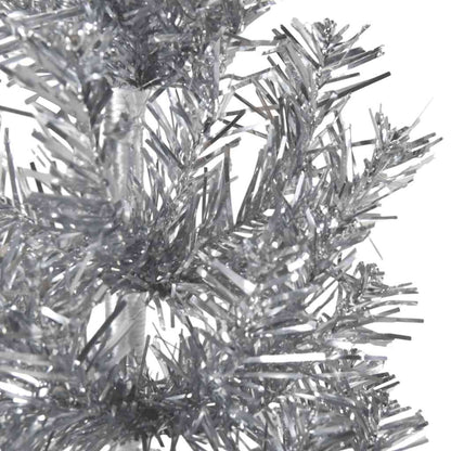 Albero Natale Artificiale Sottile a Metà Supporto Argento 240cm