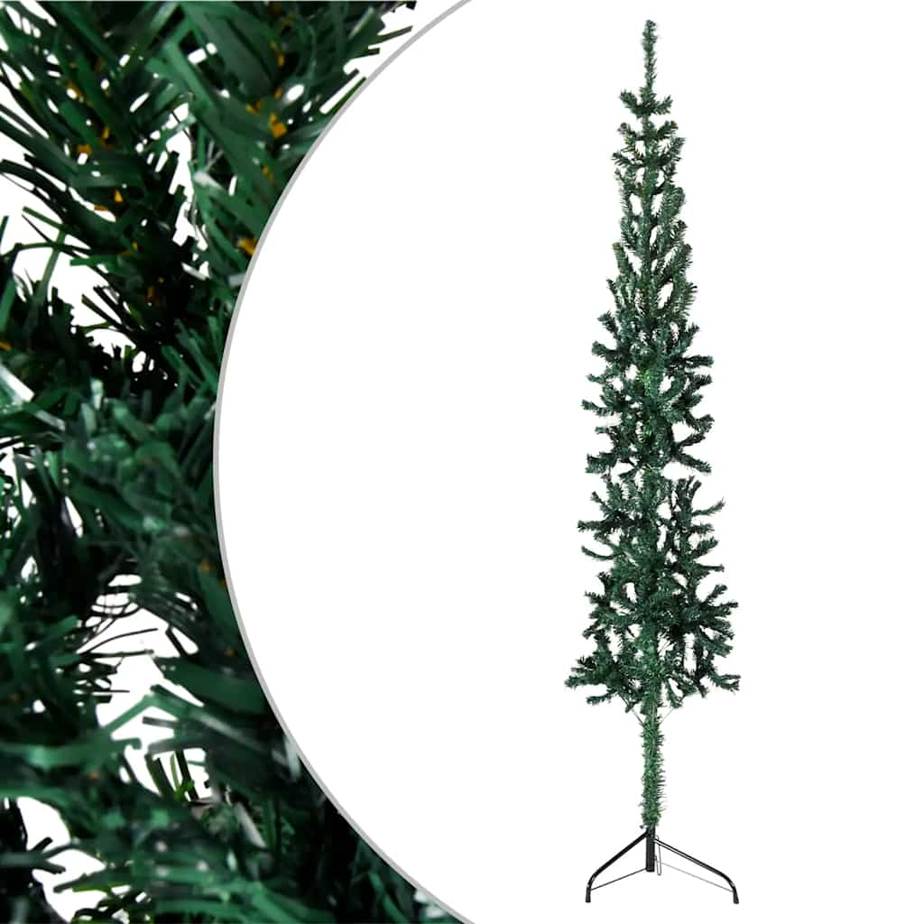 Albero Natale Artificiale Sottile a Metà Supporto Verde 120 cm