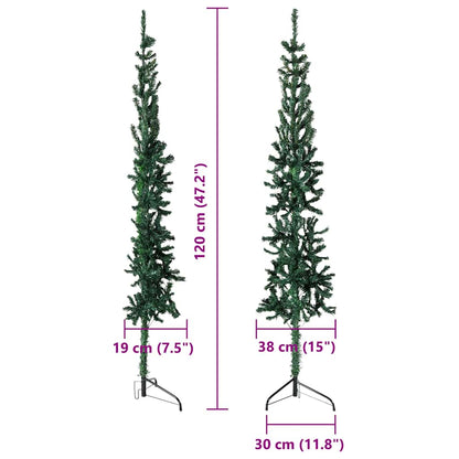 Albero Natale Artificiale Sottile a Metà Supporto Verde 120 cm