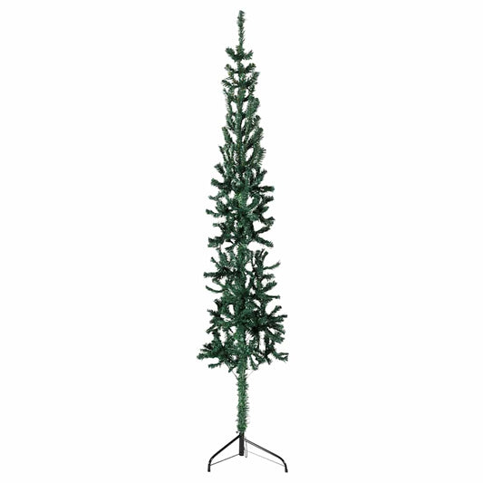 Albero Natale Artificiale Sottile a Metà Supporto Verde 150 cm