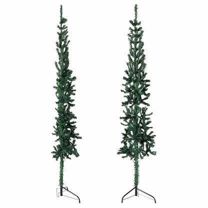 Albero Natale Artificiale Sottile a Metà Supporto Verde 150 cm