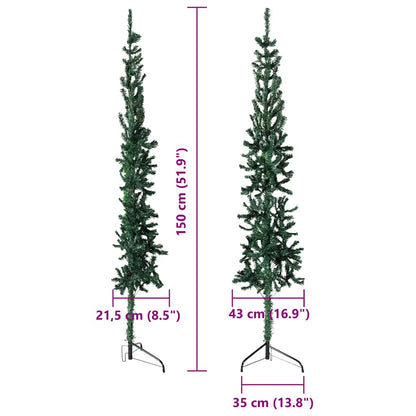 Albero Natale Artificiale Sottile a Metà Supporto Verde 150 cm