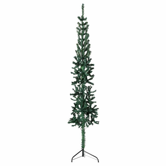 Albero Natale Artificiale Sottile a Metà Supporto Verde 180 cm