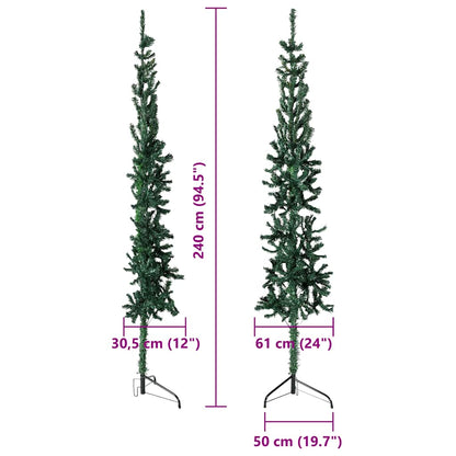 Albero Natale Artificiale Sottile a Metà Supporto Verde 240 cm