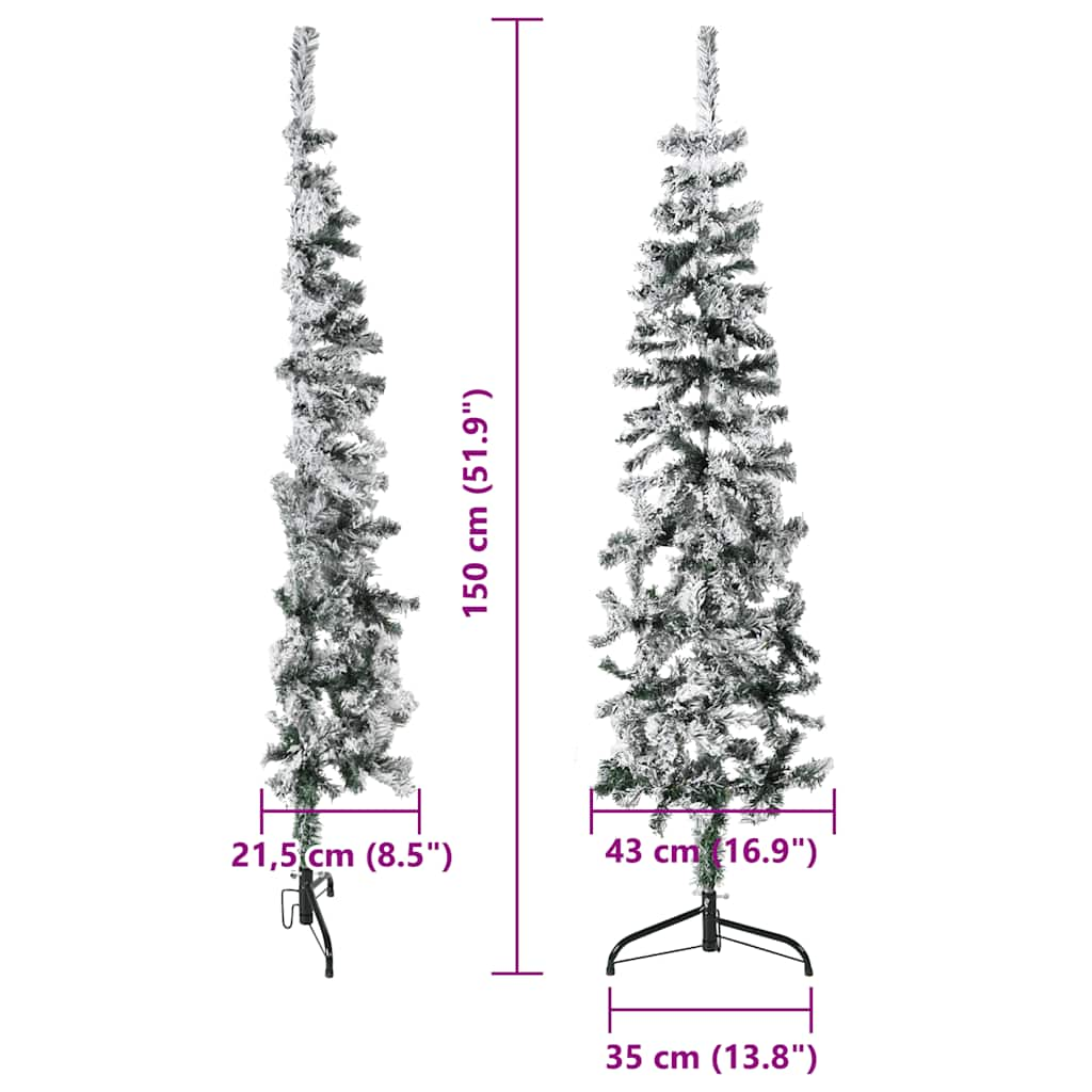 Albero Natale Artificiale Sottile a Metà Neve Fioccata 150 cm - homemem39