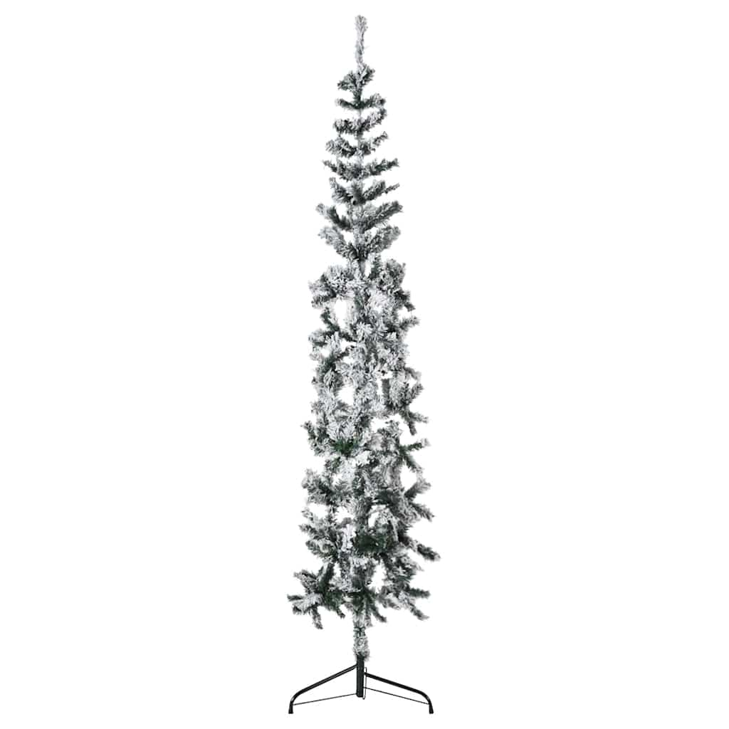 Albero Natale Artificiale Sottile a Metà Neve Fioccata 180 cm - homemem39