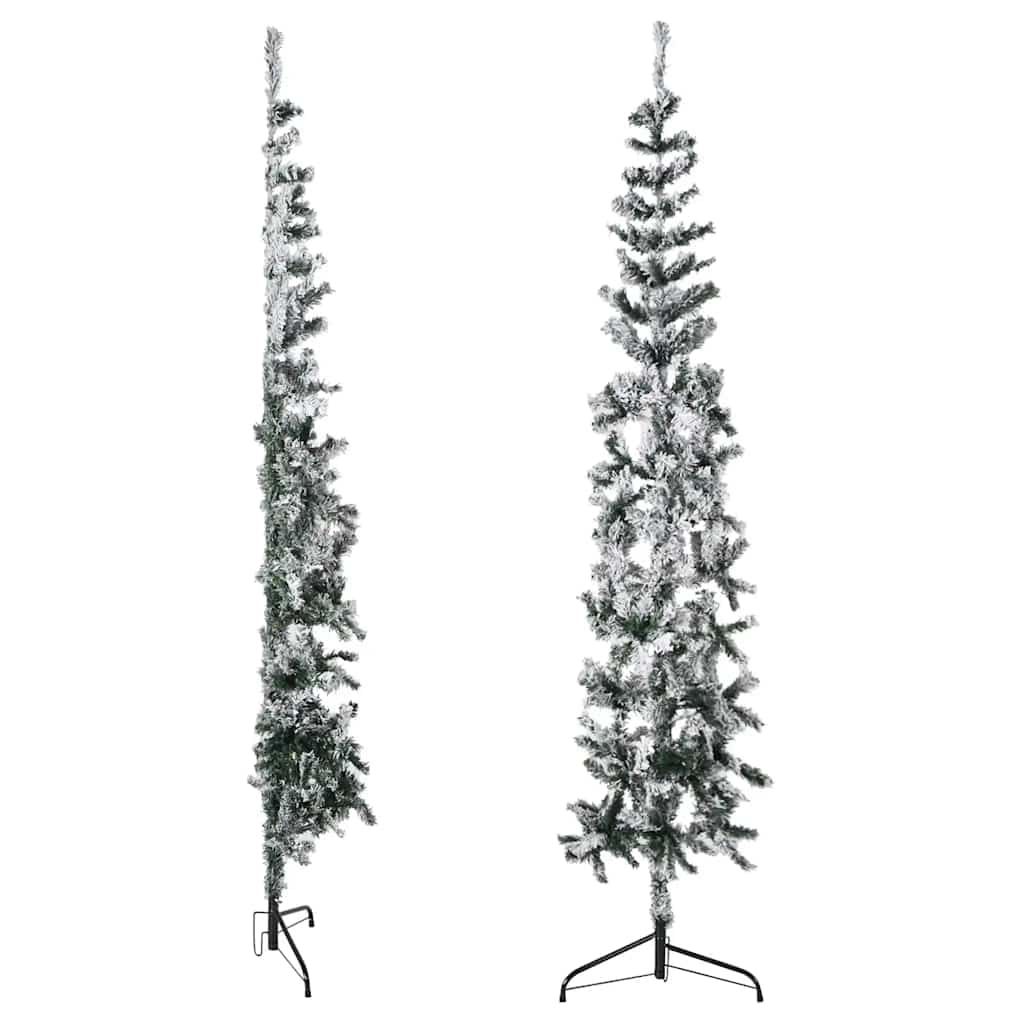 Albero Natale Artificiale Sottile a Metà Neve Fioccata 210 cm - homemem39