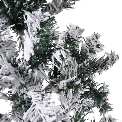 Albero Natale Artificiale Sottile a Metà Neve Fioccata 210 cm