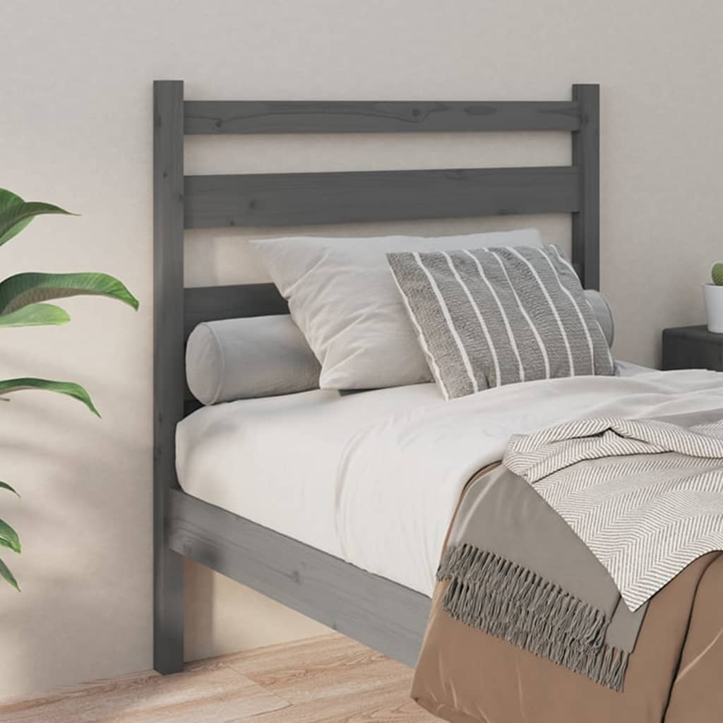 Testiera per Letto Grigia 96x4x100 cm in Legno Massello di Pino - homemem39