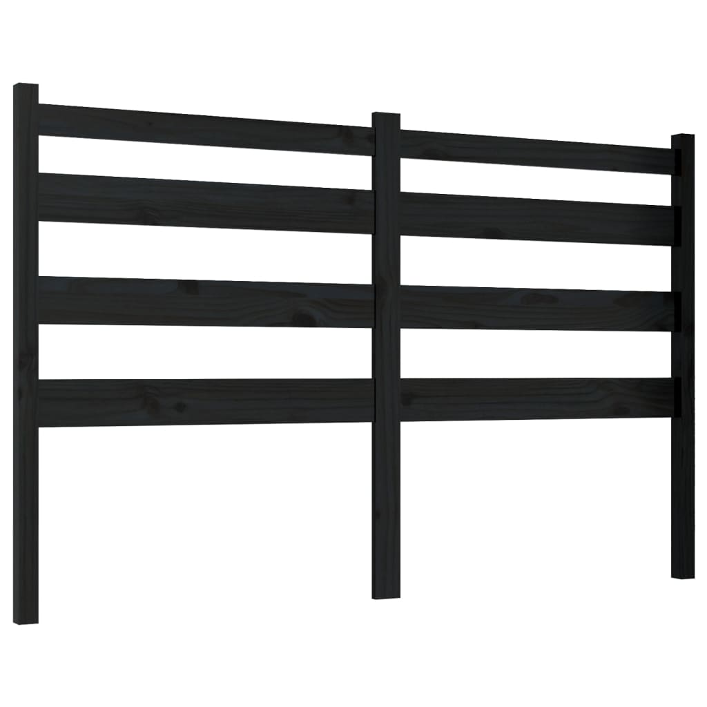 Testiera per Letto Nera 126x4x100 cm in Legno Massello di Pino | homemem39