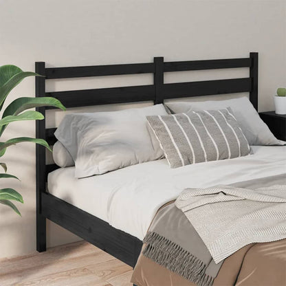 Testiera per Letto Nera 126x4x100 cm in Legno Massello di Pino | homemem39