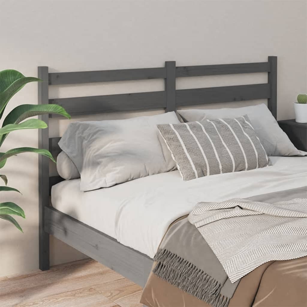 Testiera per Letto Grigia 156x4x100cm in Legno Massello di Pino - homemem39