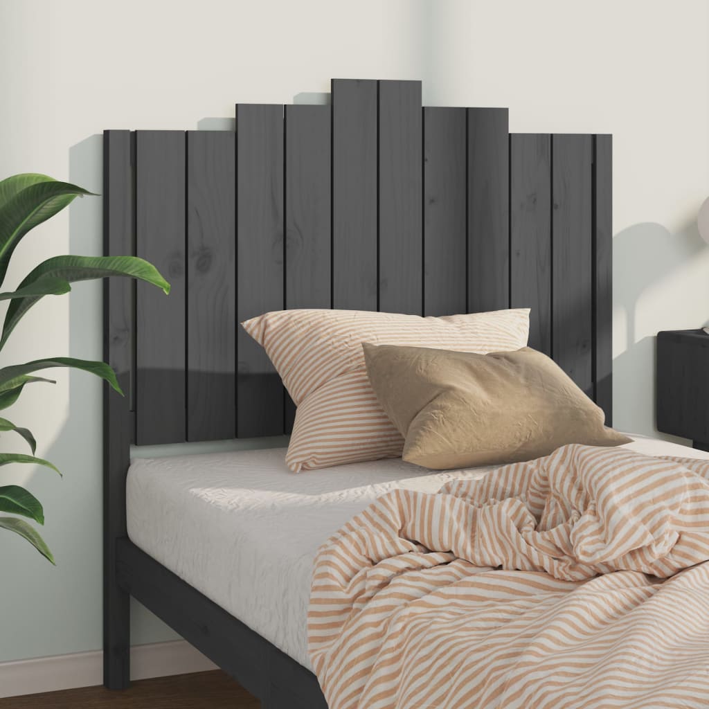 Testiera per Letto Grigia 106x4x110cm in Legno Massello di Pino - homemem39