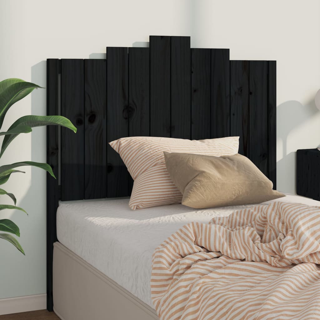 Testiera per Letto Nera 106x4x110 cm in Legno Massello di Pino - homemem39