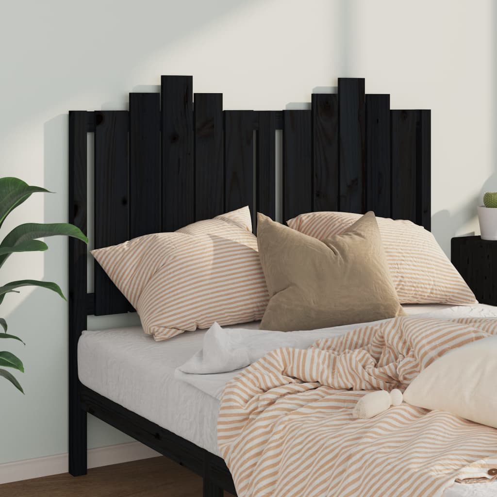 Testiera per Letto Nera 126x4x110 cm in Legno Massello di Pino - homemem39