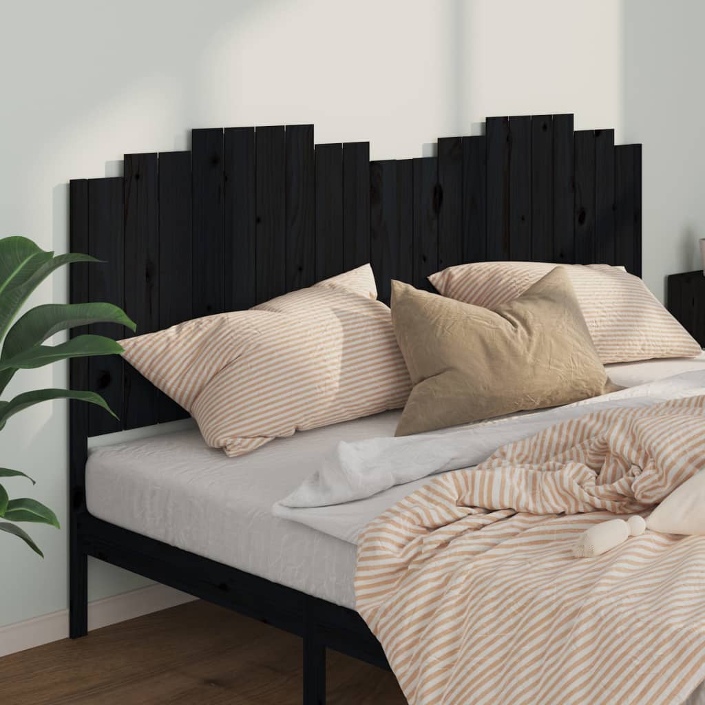 Testiera per Letto Nera 206x4x110 cm in Legno Massello di Pino - homemem39