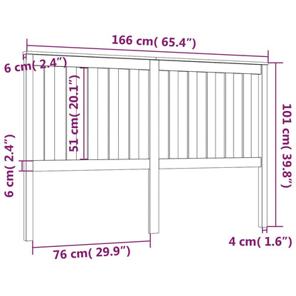 Testiera per Letto Nera 166x6x101 cm in Legno Massello di Pino - homemem39