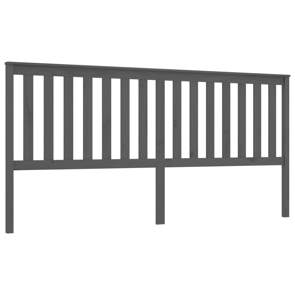 Testiera per Letto Grigia 206x6x101cm in Legno Massello di Pino - homemem39