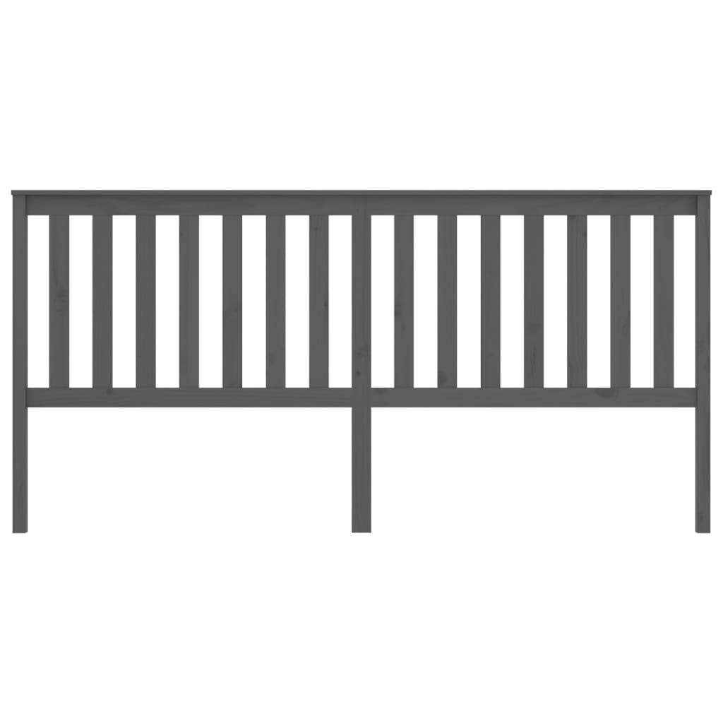 Testiera per Letto Grigia 206x6x101cm in Legno Massello di Pino - homemem39