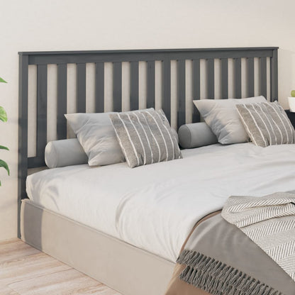 Testiera per Letto Grigia 206x6x101cm in Legno Massello di Pino - homemem39