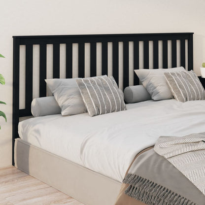 Testiera per Letto Nera 206x6x101 cm in Legno Massello di Pino - homemem39