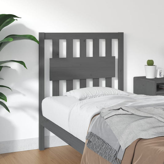 Testiera Letto Grigia 80,5x4x100 cm in Legno Massello di Pino - homemem39