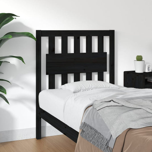 Testiera per Letto Nera 80,5x4x100 cm in Legno Massello di Pino - homemem39