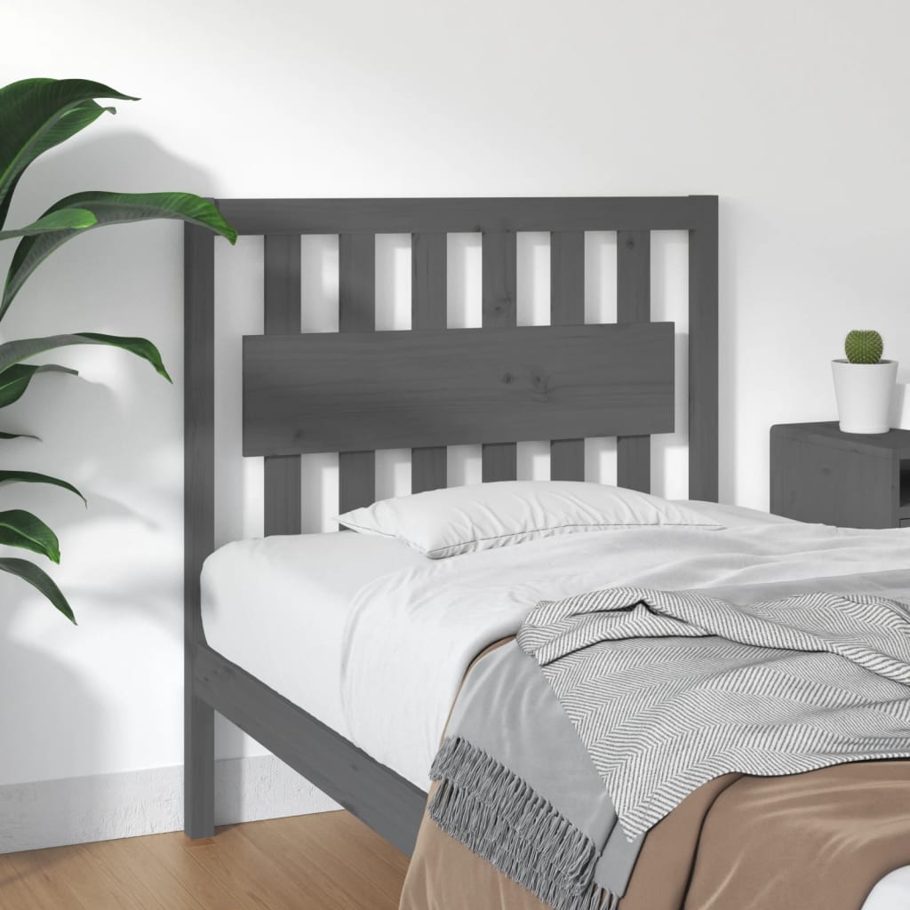 Testiera per Letto Grigia 95,5x4x100 cm Legno Massello di Pino - homemem39