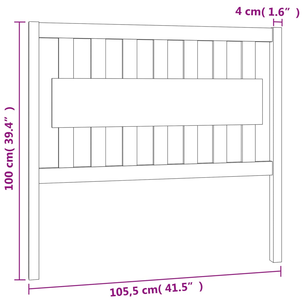 Testiera per Letto 105,5x4x100 cm Legno Massello di Pino