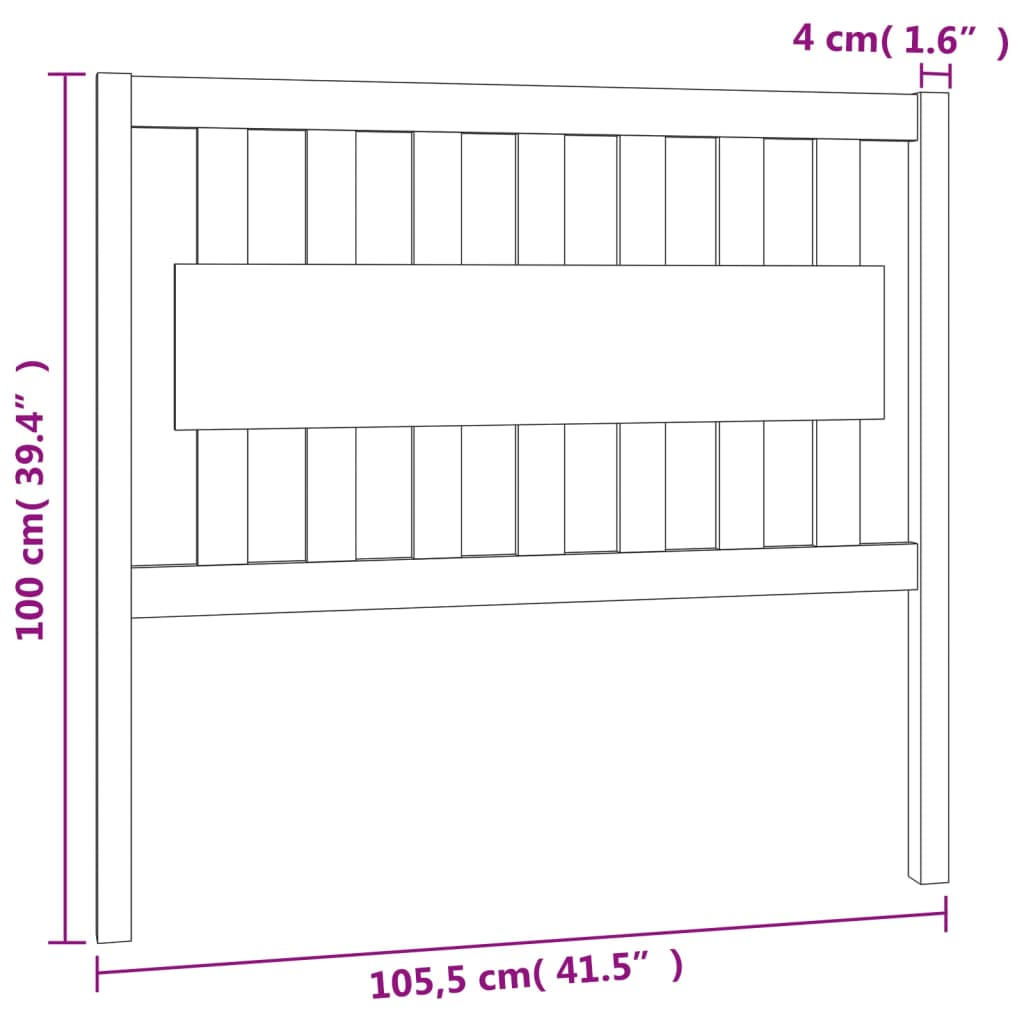 Testiera per Letto Grigia 105,5x4x100 cm Legno Massello di Pino - homemem39