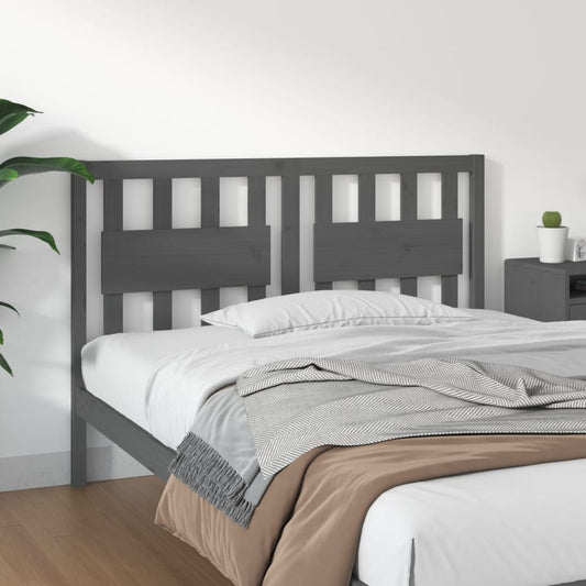 Testiera per Letto Grigia 125,5x4x100 cm Legno Massello di Pino - homemem39