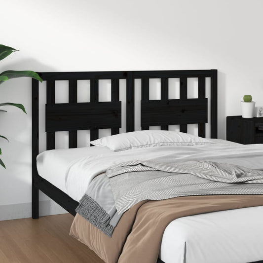 Testiera per Letto Nera 125,5x4x100cm in Legno Massello di Pino - homemem39