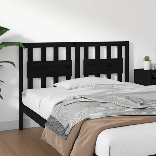 Testiera per Letto Nera 145,5x4x100cm in Legno Massello di Pino - homemem39