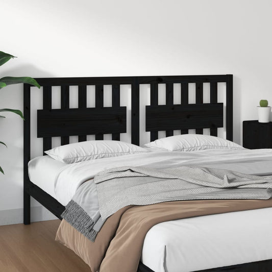 Testiera per Letto Nera 155,5x4x100cm in Legno Massello di Pino - homemem39