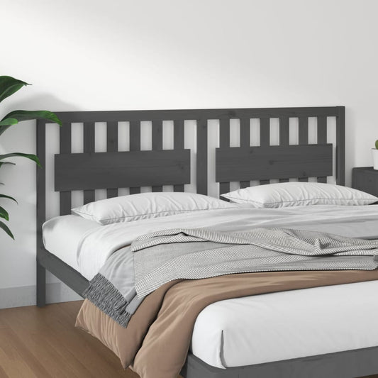 Testiera per Letto Grigia 185,5x4x100 cm Legno Massello di Pino - homemem39