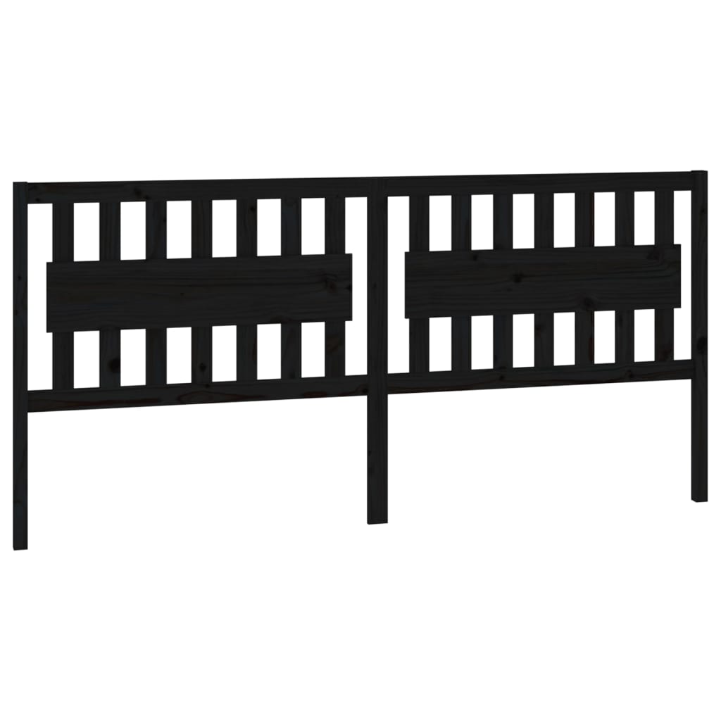 Testiera per Letto Nera 205,5x4x100cm in Legno Massello di Pino - homemem39