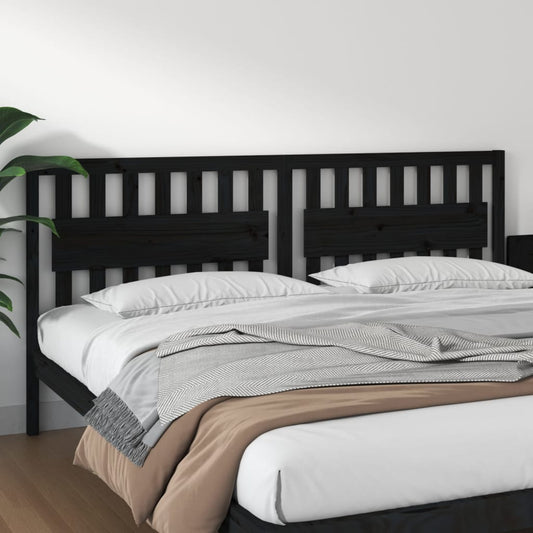 Testiera per Letto Nera 205,5x4x100cm in Legno Massello di Pino - homemem39